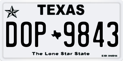 TX license plate DOP9843