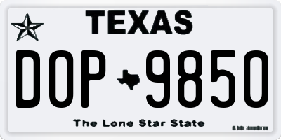 TX license plate DOP9850
