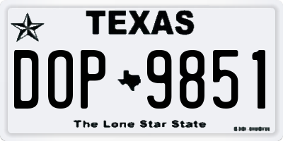 TX license plate DOP9851