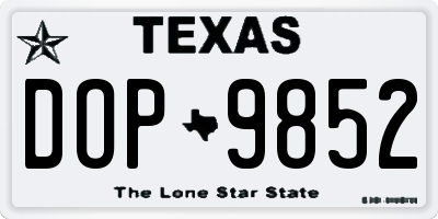 TX license plate DOP9852