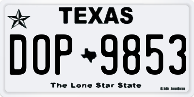 TX license plate DOP9853