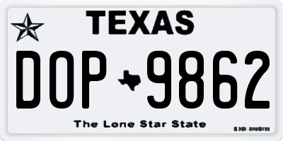 TX license plate DOP9862
