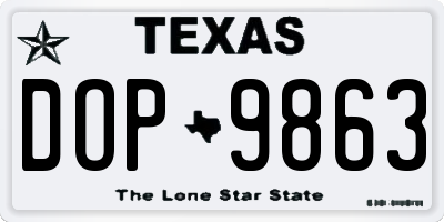TX license plate DOP9863