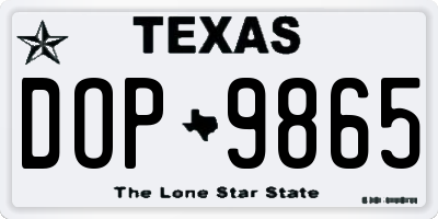 TX license plate DOP9865