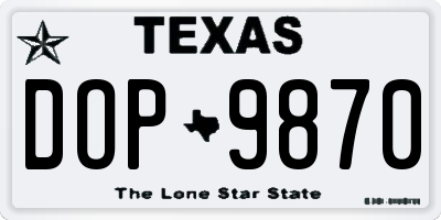 TX license plate DOP9870