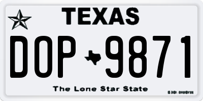 TX license plate DOP9871