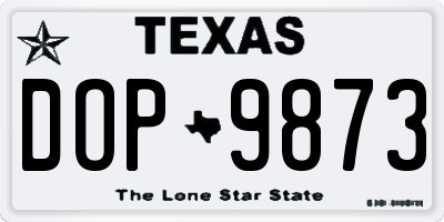 TX license plate DOP9873