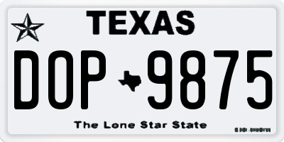 TX license plate DOP9875