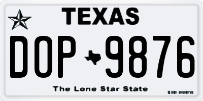 TX license plate DOP9876