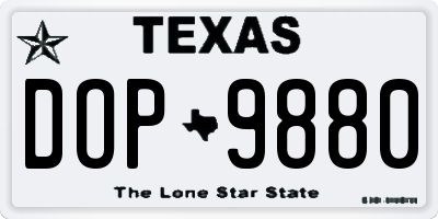 TX license plate DOP9880