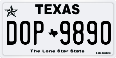 TX license plate DOP9890