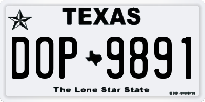 TX license plate DOP9891