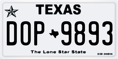 TX license plate DOP9893