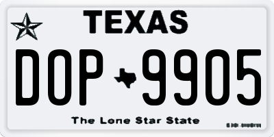 TX license plate DOP9905