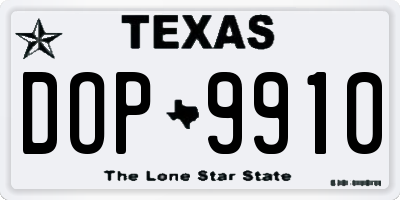 TX license plate DOP9910