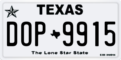 TX license plate DOP9915