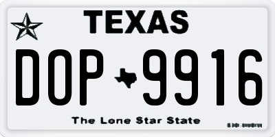 TX license plate DOP9916
