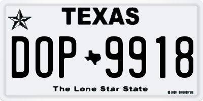 TX license plate DOP9918