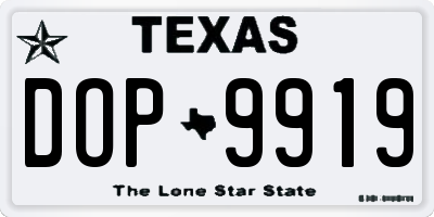 TX license plate DOP9919