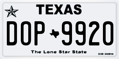 TX license plate DOP9920