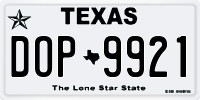 TX license plate DOP9921