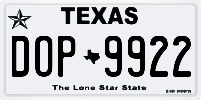 TX license plate DOP9922