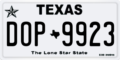 TX license plate DOP9923