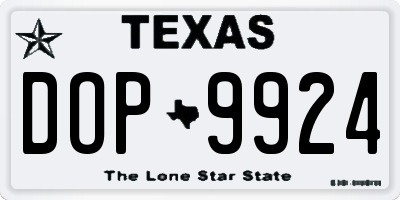 TX license plate DOP9924
