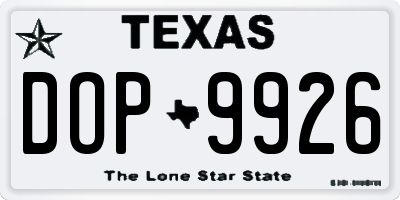 TX license plate DOP9926