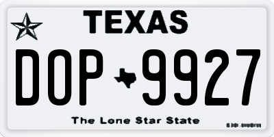 TX license plate DOP9927