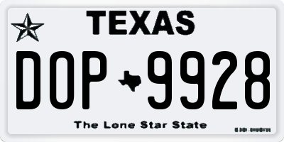 TX license plate DOP9928