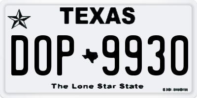 TX license plate DOP9930
