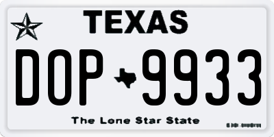 TX license plate DOP9933