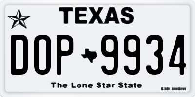 TX license plate DOP9934