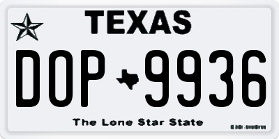 TX license plate DOP9936