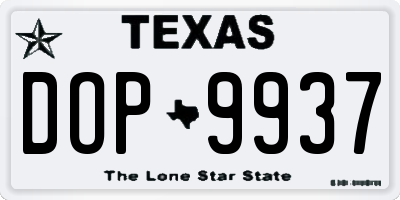 TX license plate DOP9937