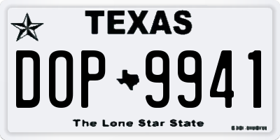 TX license plate DOP9941