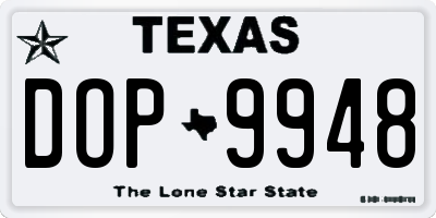TX license plate DOP9948