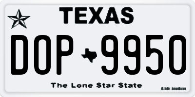 TX license plate DOP9950