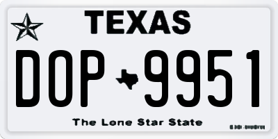 TX license plate DOP9951