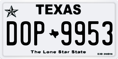 TX license plate DOP9953