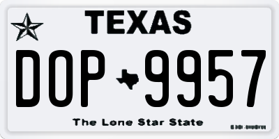 TX license plate DOP9957