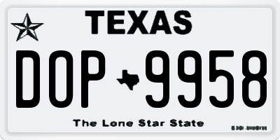 TX license plate DOP9958