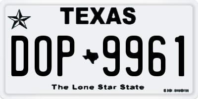 TX license plate DOP9961