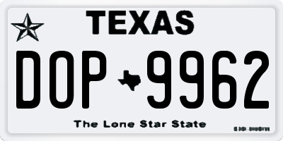 TX license plate DOP9962
