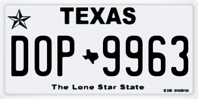 TX license plate DOP9963