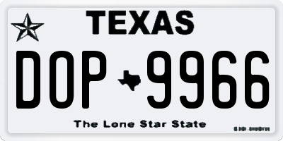 TX license plate DOP9966