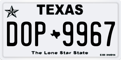 TX license plate DOP9967