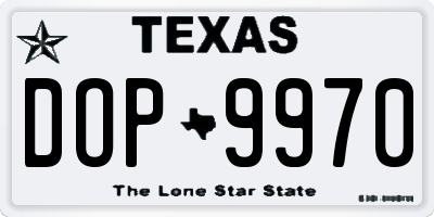 TX license plate DOP9970