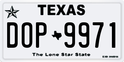 TX license plate DOP9971